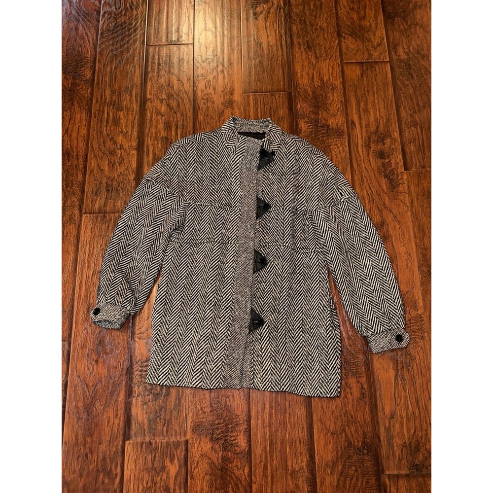 VTG 80s Womens Size M/L Henry White Dublin Ireland Black & Ivory Tweed Jacket